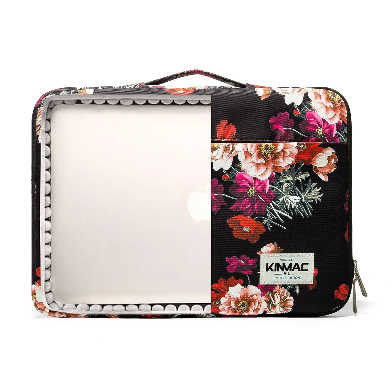 Kinmac Black Peony  ladies laptop bag notebook briefcase laptop sleeve bag in water-proof fabric for women 13.3 inch laptop
