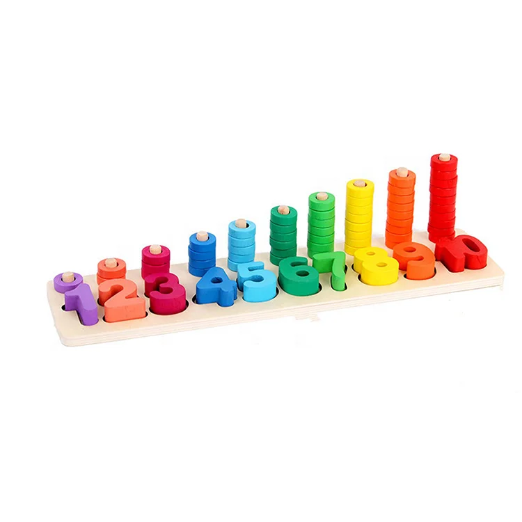 High quality shape matching board wooden educational abacus number learning toy for children
