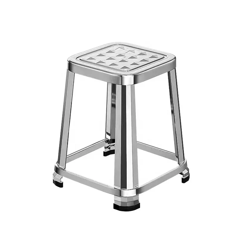 Stainless Steel square Stool Household Metal Folding Chair for Restaurant Outdoor Courtyard