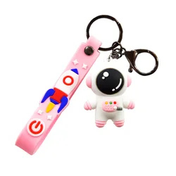 Multi Shapes Cartoon Astronaut Bear Duck key chain Cute 3D Rubber Key Chains Bag Pendant