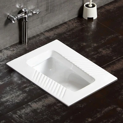 Orissa Pan Type Household Engineering Squat Toilet Set Porcelain Flushing Tank Squat Stool Foot Valve Induction Toilet Bathrooms