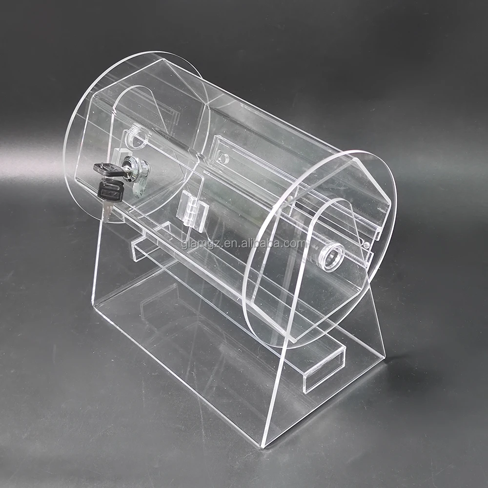 Custom Transparent Drum Spinner Cage Lottery Games Bingo Balls Raffle Ticket Acrylic Box
