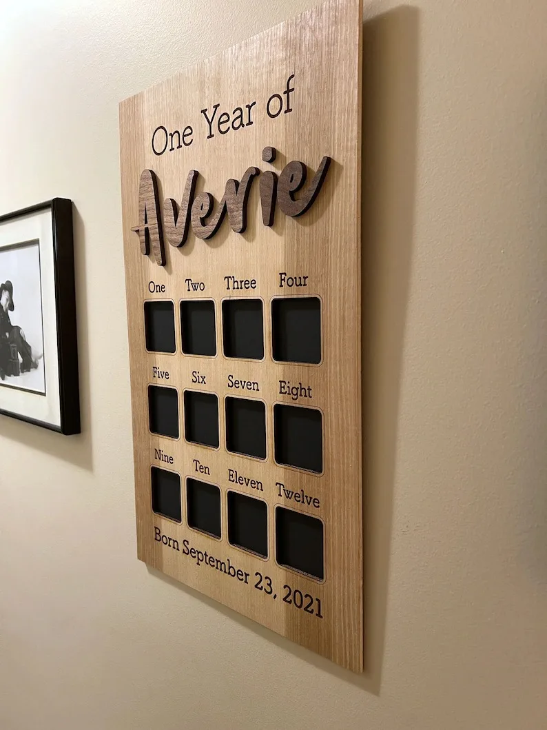 Baby Growth Record 12 Months Photo Frame Souvenir Growing Memory Gifts First Year Photo Board