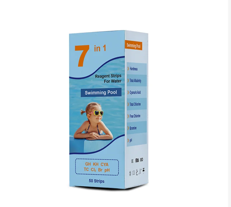 New Design Water Quality Test Strips 7 in 1 for Swimming Pool and Spa Test Strips Swim Kit