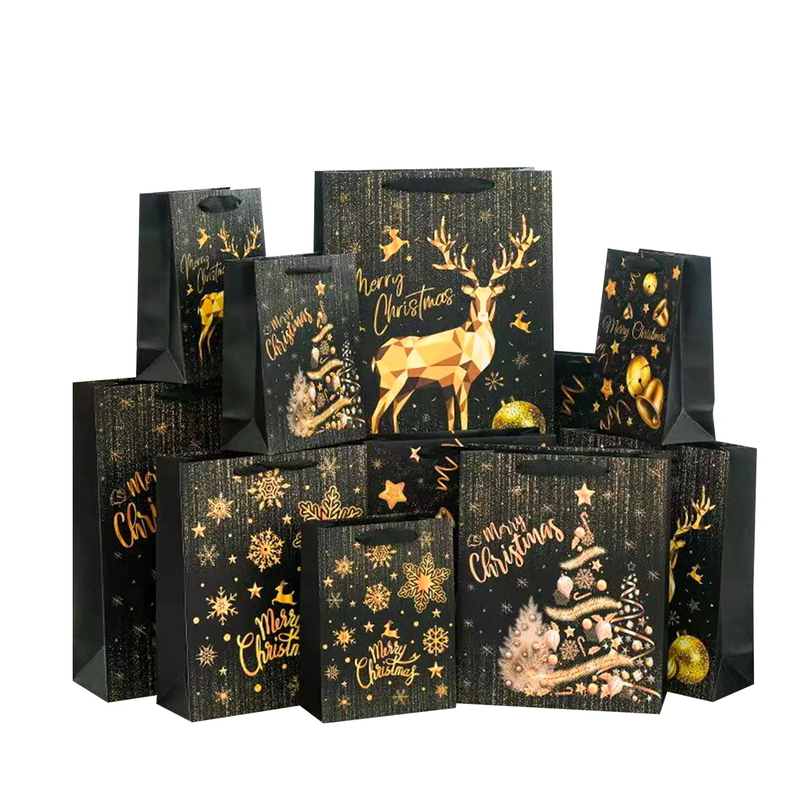 Custom Printing Logo Christmas Gift Bags Kraft Shopping Paper Packaging Bag Paper Bag with handle