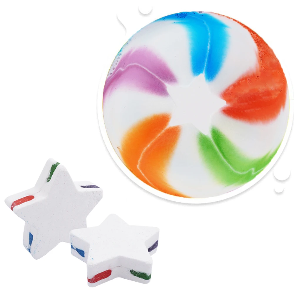 Hot Sale wholesale Colorful Natural Organic Vegan Handmade Fizzy Bubble Kids White bubble Rainbow Star Bath Bomb