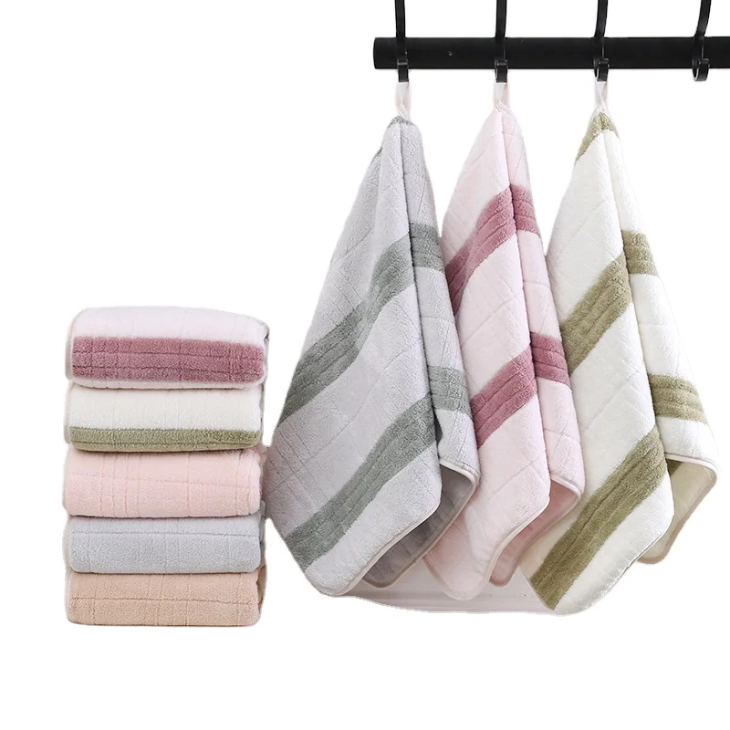 Embroidered Coral Velvet Bath Towel Set Soft Absorbent Comfortable Warped Knitted Square Towel Spa Hotel Use Children Free
