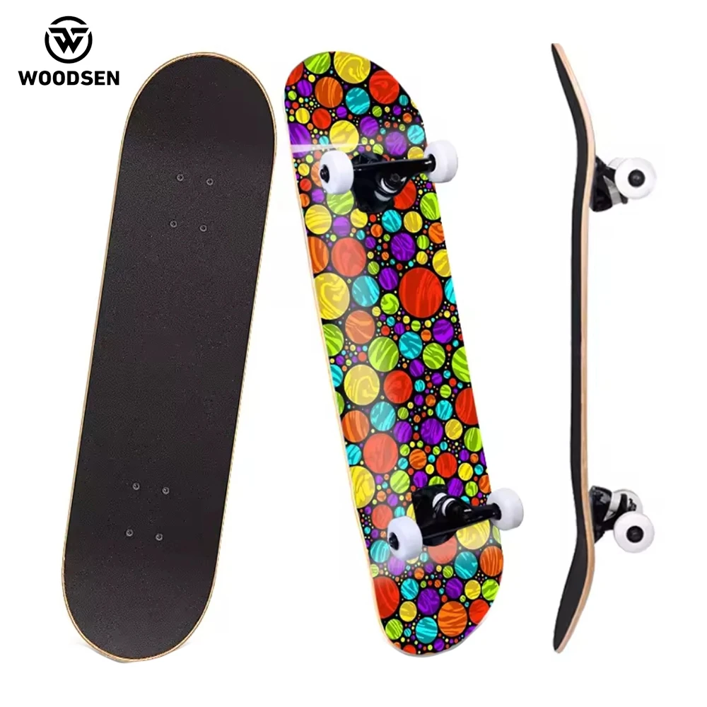 factory Outlet Wholesale Cheapest Adult Complete Custom Print Double Kick Chinese Maple Skateboard