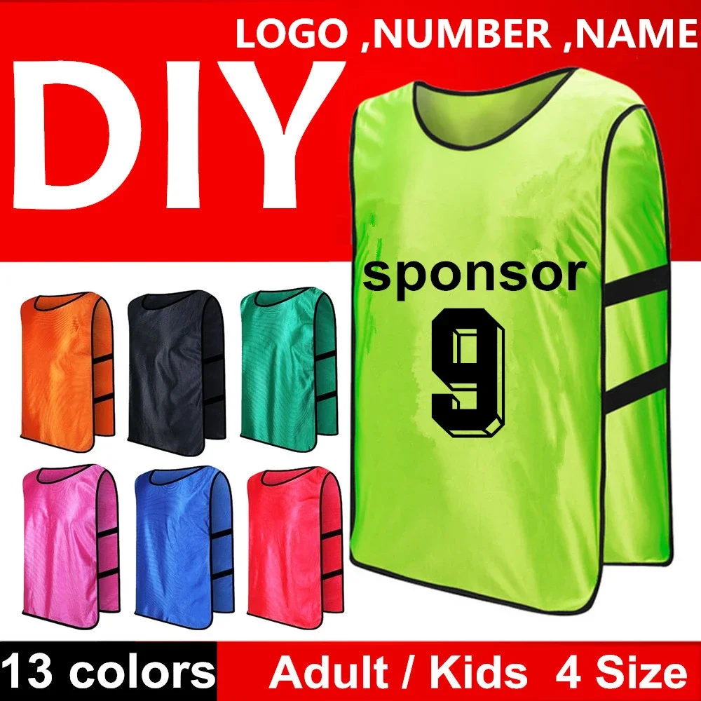Quick Dry Football Team Jerseys Youth Sports Scrimmage Soccer Training Numbered Bibs Practice Custom Soccer Vest
