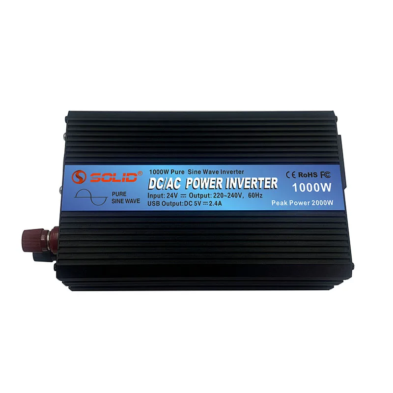 Solid Electric 1000W Pure Sine Wave Inversor 12VDC 24VDC 48VDC To 110VAC 220VAC 230VAC 1KW inverter With USB