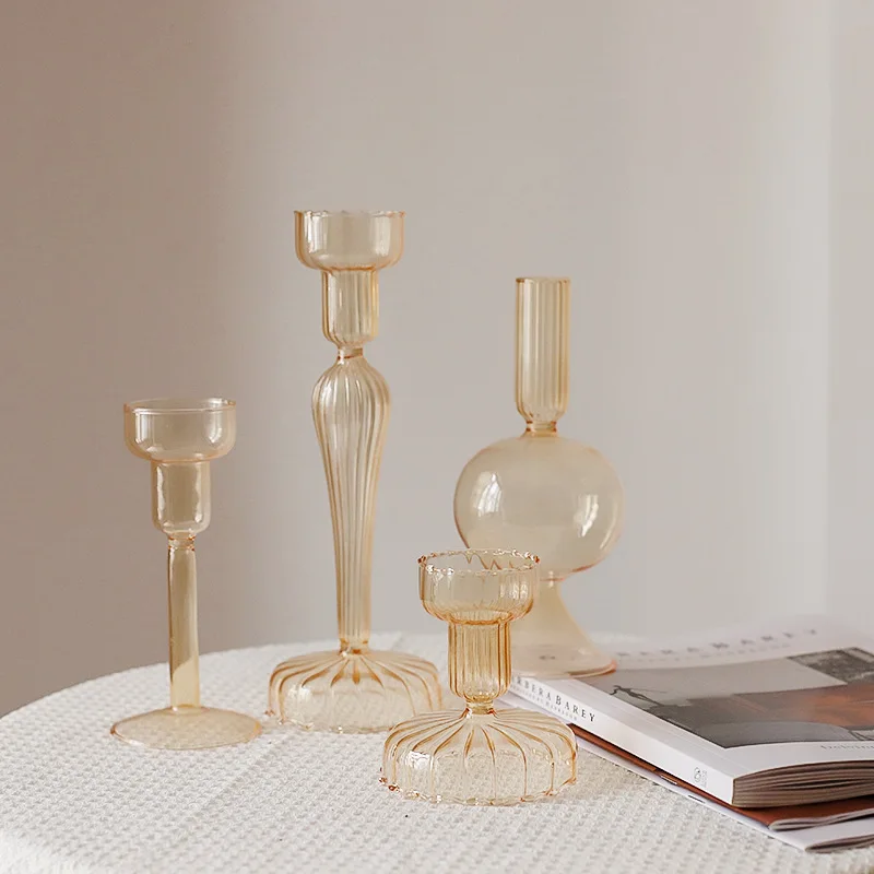Cheap Creative Glass Candle Holder Hotel Home Table Wedding Decoration Tall Glass Candlestick