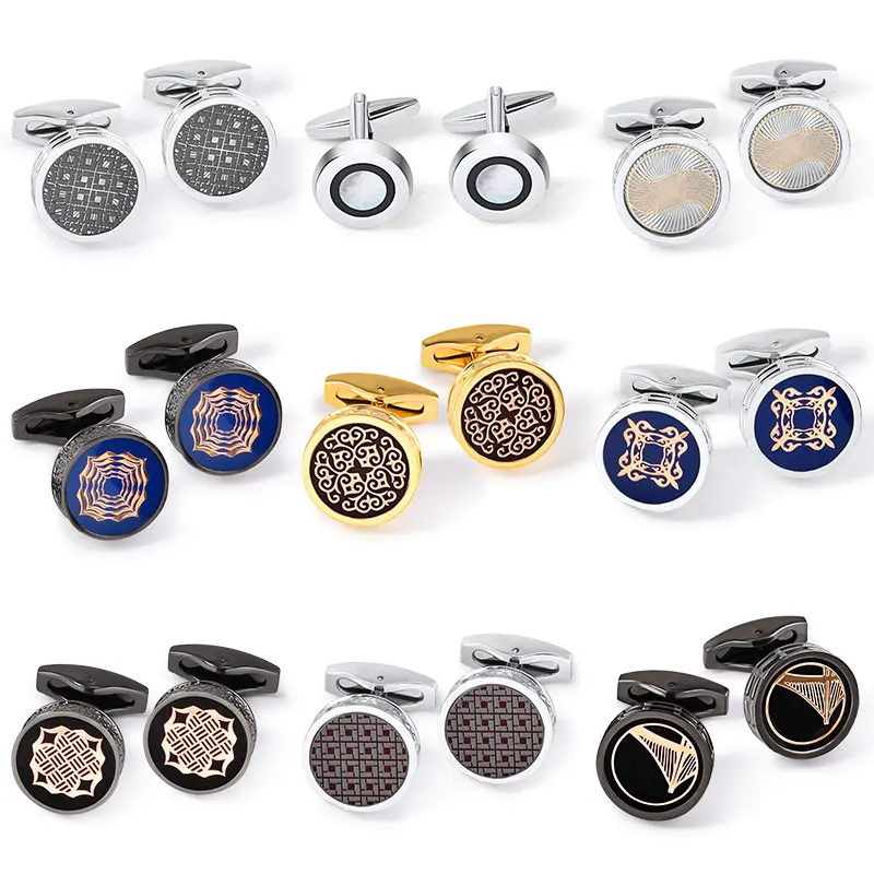 Custom Bulk Soft Enamel Metal Gold Silver Plated Logo Cufflink Manufacturer with Gift Box