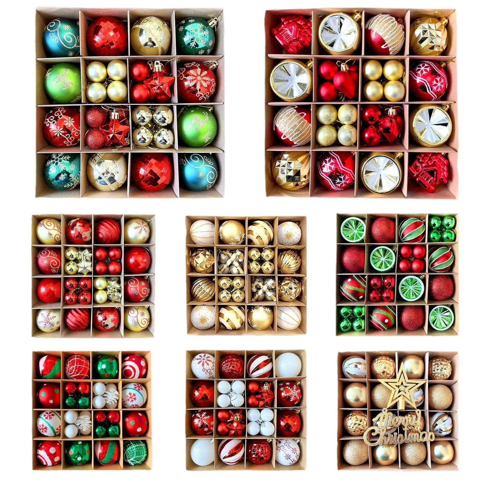 6cm Multicolor Luxury Baubles Set Gift Box Hand-painted Red Christmas Tree Ornaments Christmas Ball