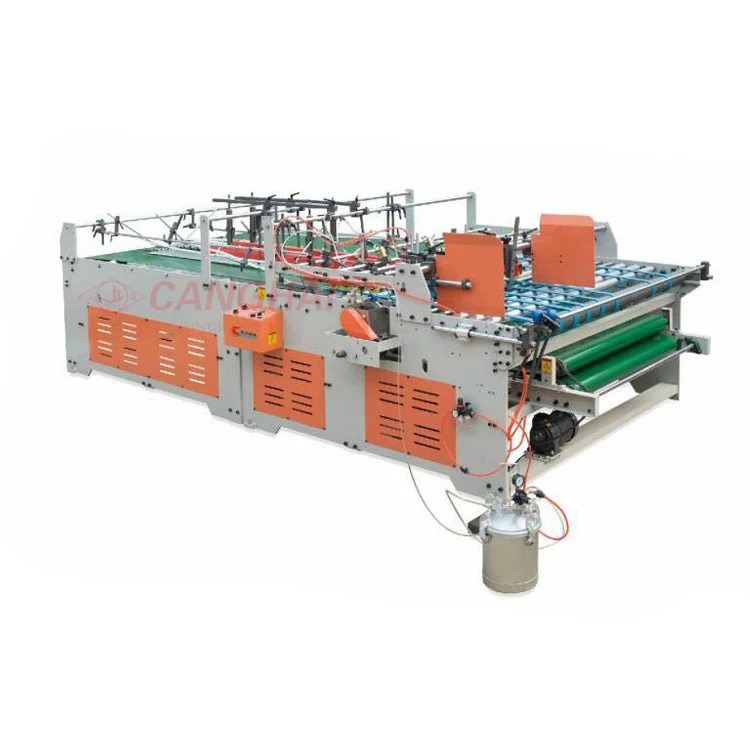 semi-auto paper box folding gluing machine with bottom locked