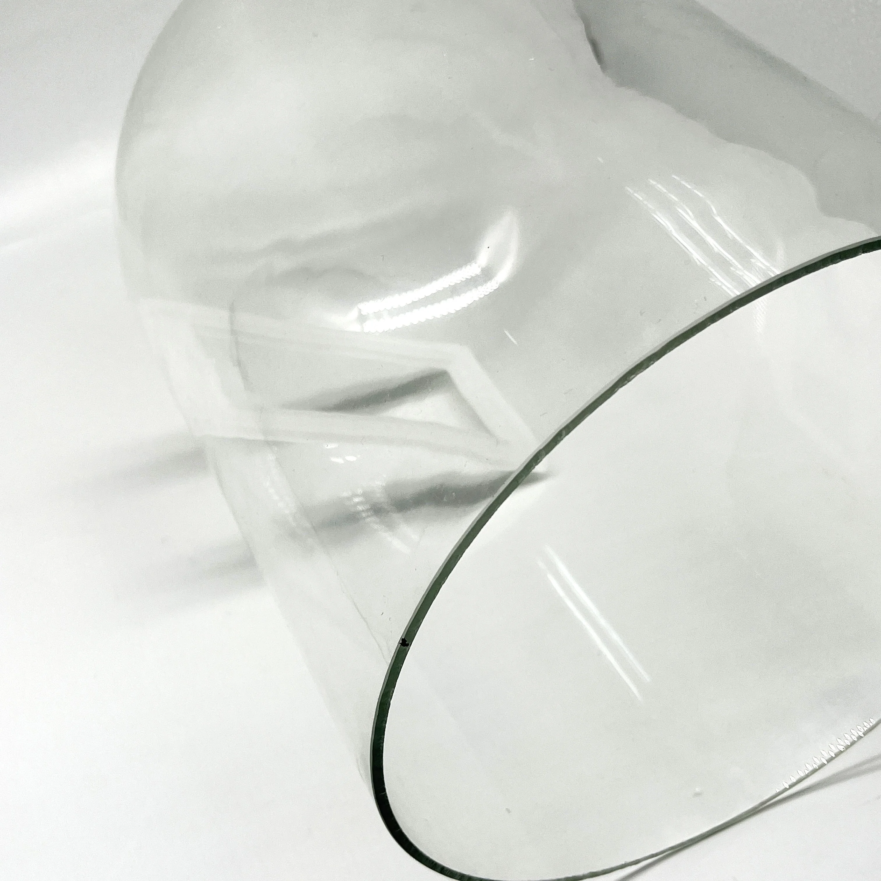 WTEM Hot Bending Curved Glass Clear Custom Toughened Fine Polished Edge For Dining Tables