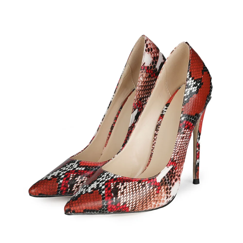 fashion large size snakeskin ladies wedding  women shoes with thin heel pumps