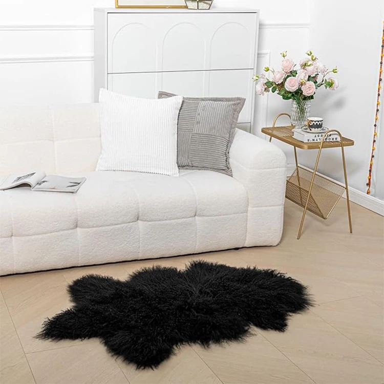 Luxury Primary curly Mongolian Fur Rug Genuine Curly Tibetan Lamb Fur Plate for Doll Wig Sofa Sheepskin Blanket Carpet