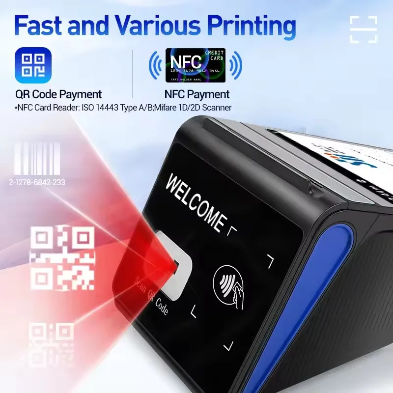 8 дюймов 80 мм Принтер Android 12 мини кассовый аппарат Pos системы NFC супермаркет все в одном терминале Pos-машина Pos-планшет