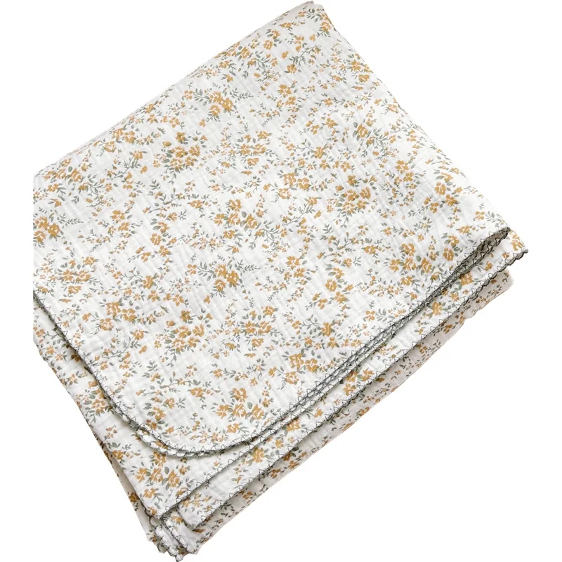 Customized 4-Layer Super Soft Organic Cotton Muslin Swaddle Inflatable Cooling Baby Blanket Animal Pattern Custom Knit Woven