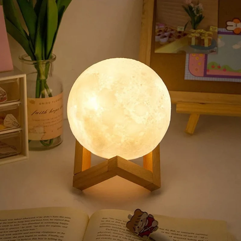Good design Touch Table Desk Lamp Changing Lights Led 3D Moon Night lamp with Acrylic ball & ABS Base & USB Charger