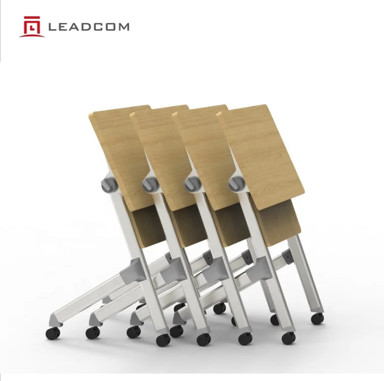 LEADCOM LS-424AS Office Furniture nestable foldable Training Table Meeting Room Table classroom chairs and desk with Table Frame