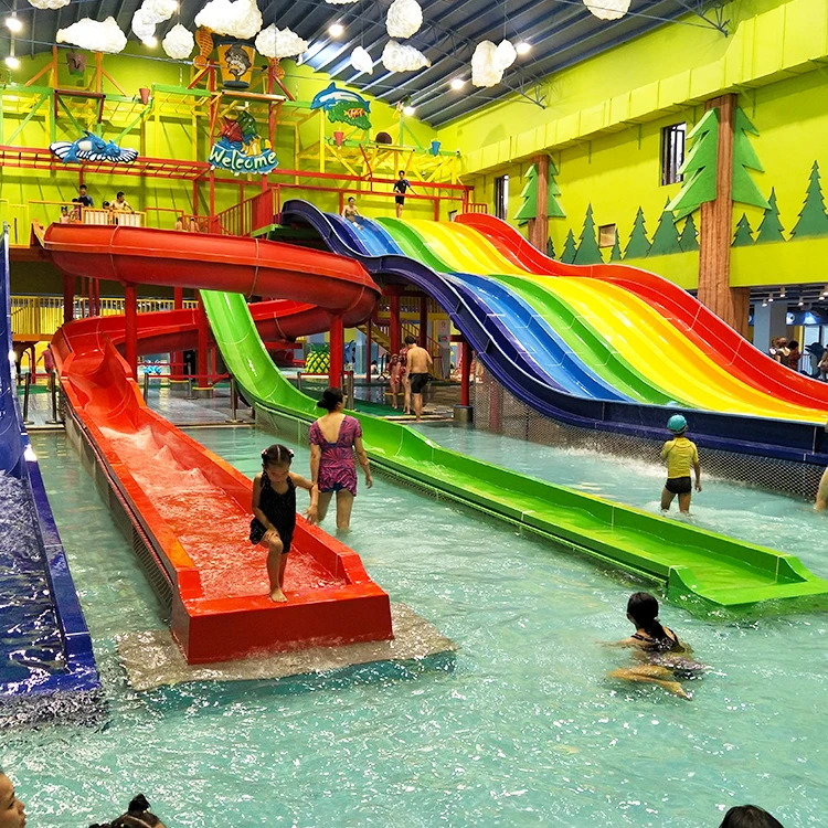 Moderate Price Great Fun Aqua Park Games Fiberglass Rainbow Water Slides Open Aqua Drop Ride For Water Park