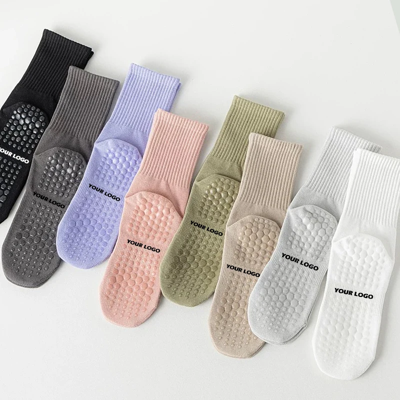 wholesale pilates socks custom Anti Slip Non Skid Barre Yoga cotton custom Socks with grips for Women