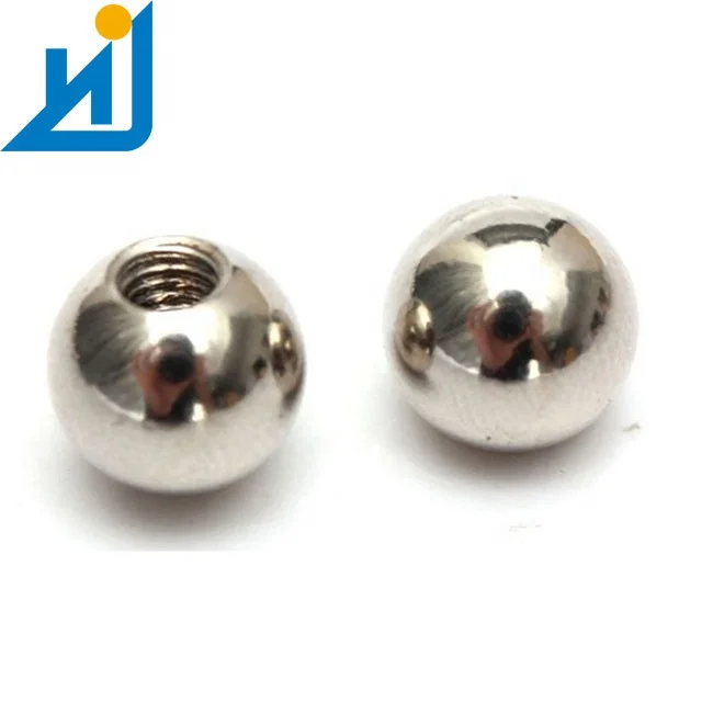 China manufacturer different size drilled Zin Plated steel balls with hole Threaded Steel Balls 20mm M4 M5 M6