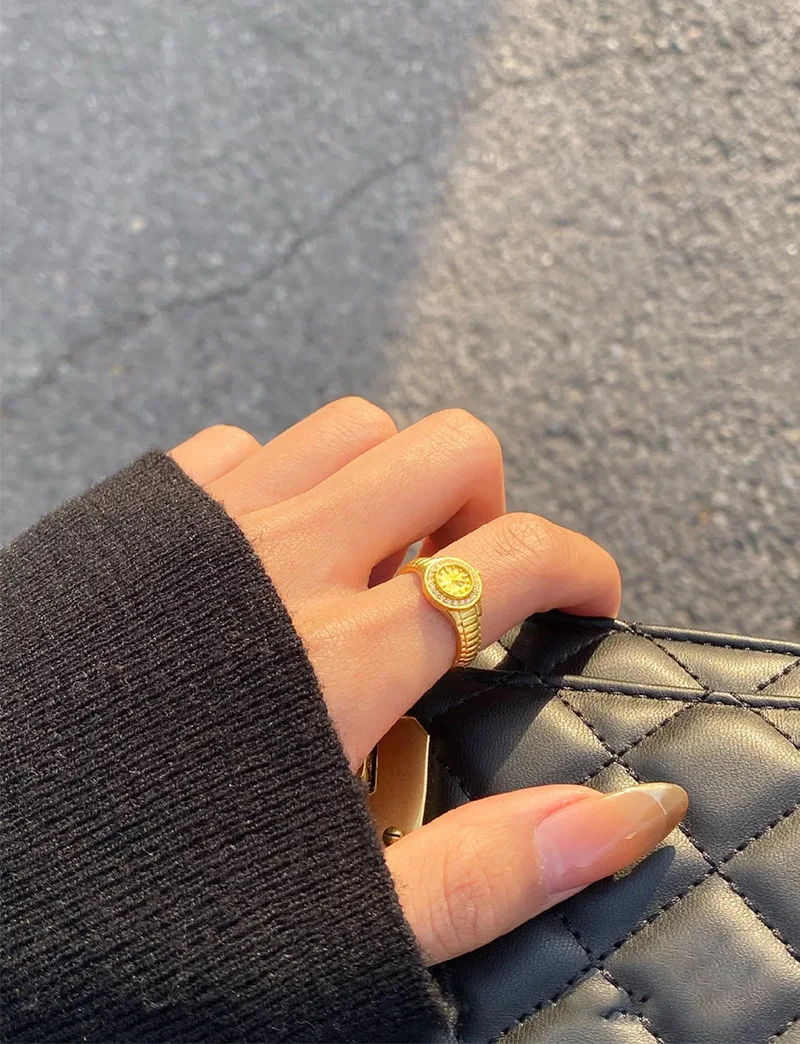 S925 Fashion Jewelry 2023 Wholesale Women Accessories Clock Watch Trendy Gold Watch Adjustable Ring Valentine's Day Women Ring