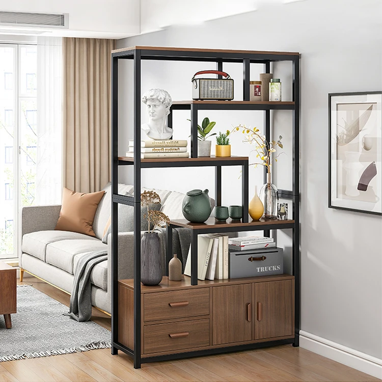 Wholesale Modern Metal 4-tier Living Room Furniture Bookcases Home Office Industrial Storage Racks Bookshelf