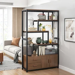 Wholesale Modern Metal 4-tier Living Room Furniture Bookcases Home Office Industrial Storage Racks Bookshelf