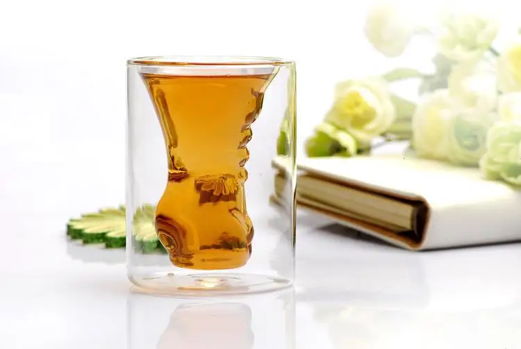 Sexy Woman Body Shape Wine Glass Creative Double Layer Glass