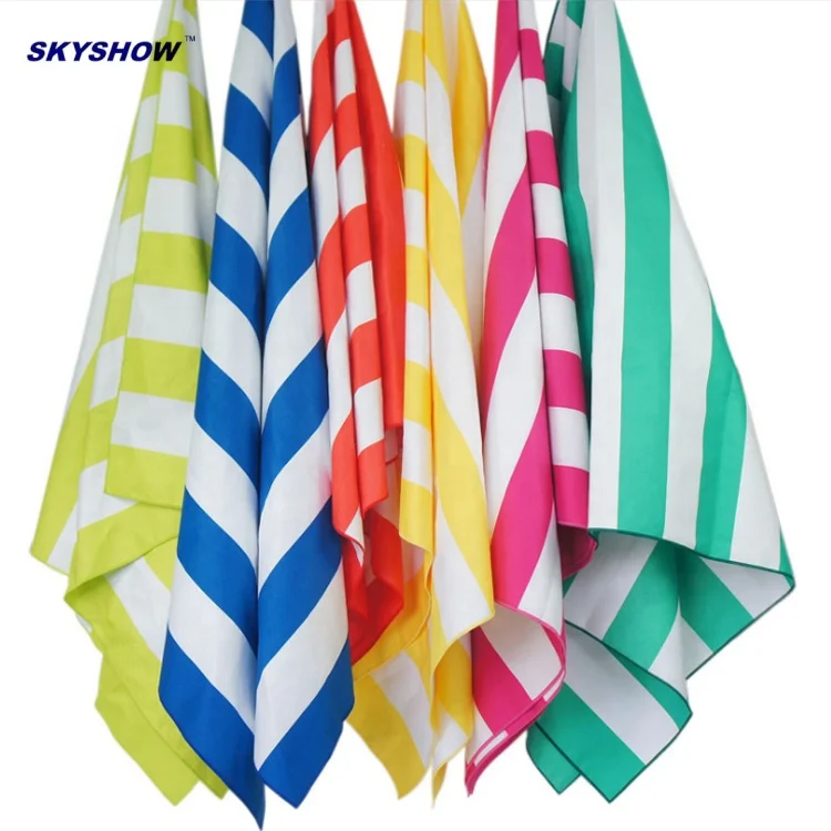 Ecofriendly sand free microfiber striped beach towel for travel camping