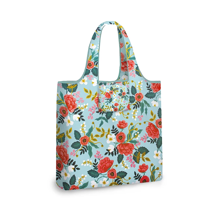 Custom Logo Eco Friendly Foldable Reusable Heavy Duty Expandable RPET Polyester Grocery Shopping Bag