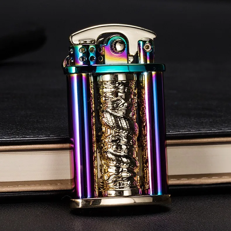 Rotating dragon column rocker kerosene cigarette lighter creative decompression oil lighter stylish