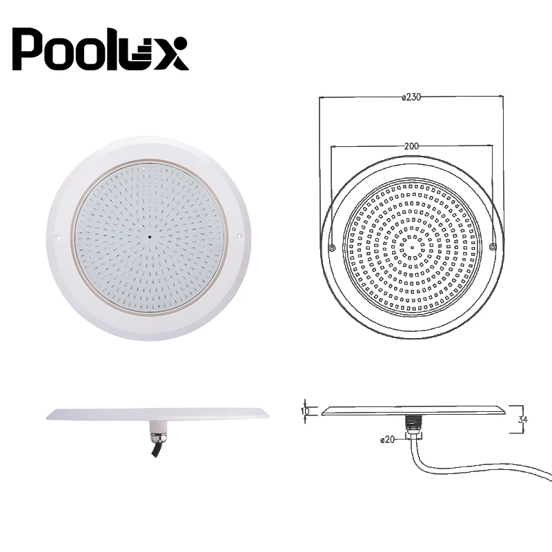 Соленая водостойкая IP68 Piscina Смола заполненная Водонепроницаемая RGB WiFi уличная 10 мм тонкая Светодиодная лампа для бассейна