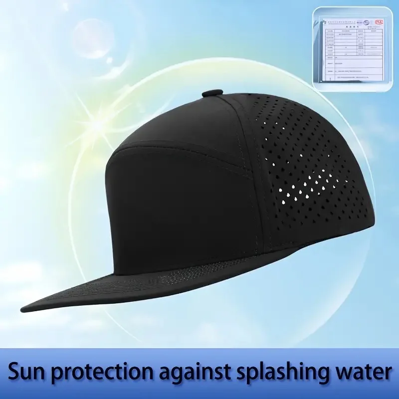 Summer Custom Quick Dry waterproof laser cut 6 panel Breathable Laser Perforated Hole melin hydro hat Snapback cap