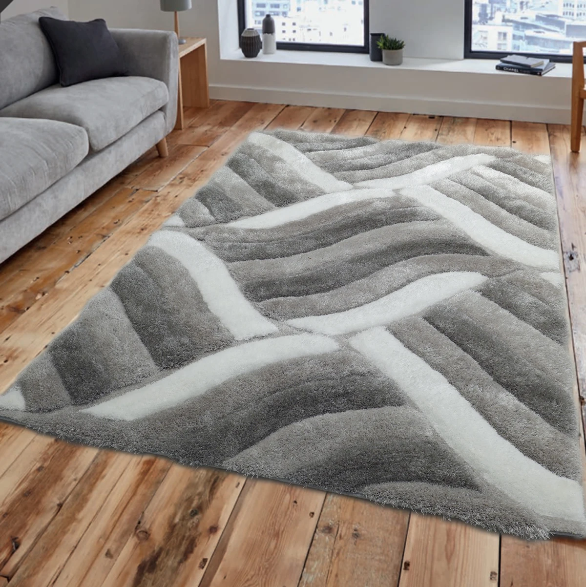 Large size Cool Grey Living room Bedroom 3D tapetes shaggy carpet and rug/alfombras