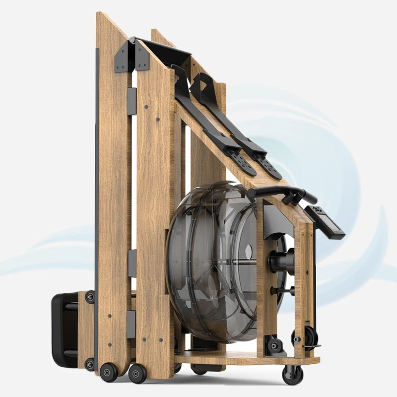 MND W4 Indoor Hands and Legs Workout Foldable Wooden Water Rower Natural Rowing Machine Cardio Equipment