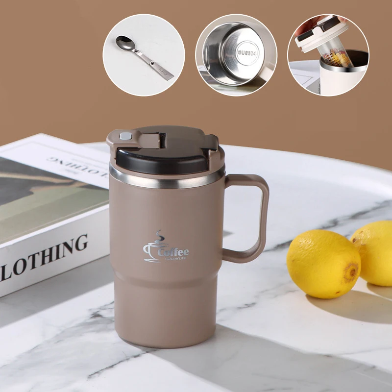550ml New 304 stainless steel cheaper insulated coffee mug tea cup office home tumbler with filter and hidden spoon lid