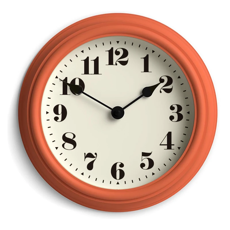 2025  New Modern fashion simple 12 inch Plastic Wall Clock for living room silent round custom Dirty pink clock Cream style