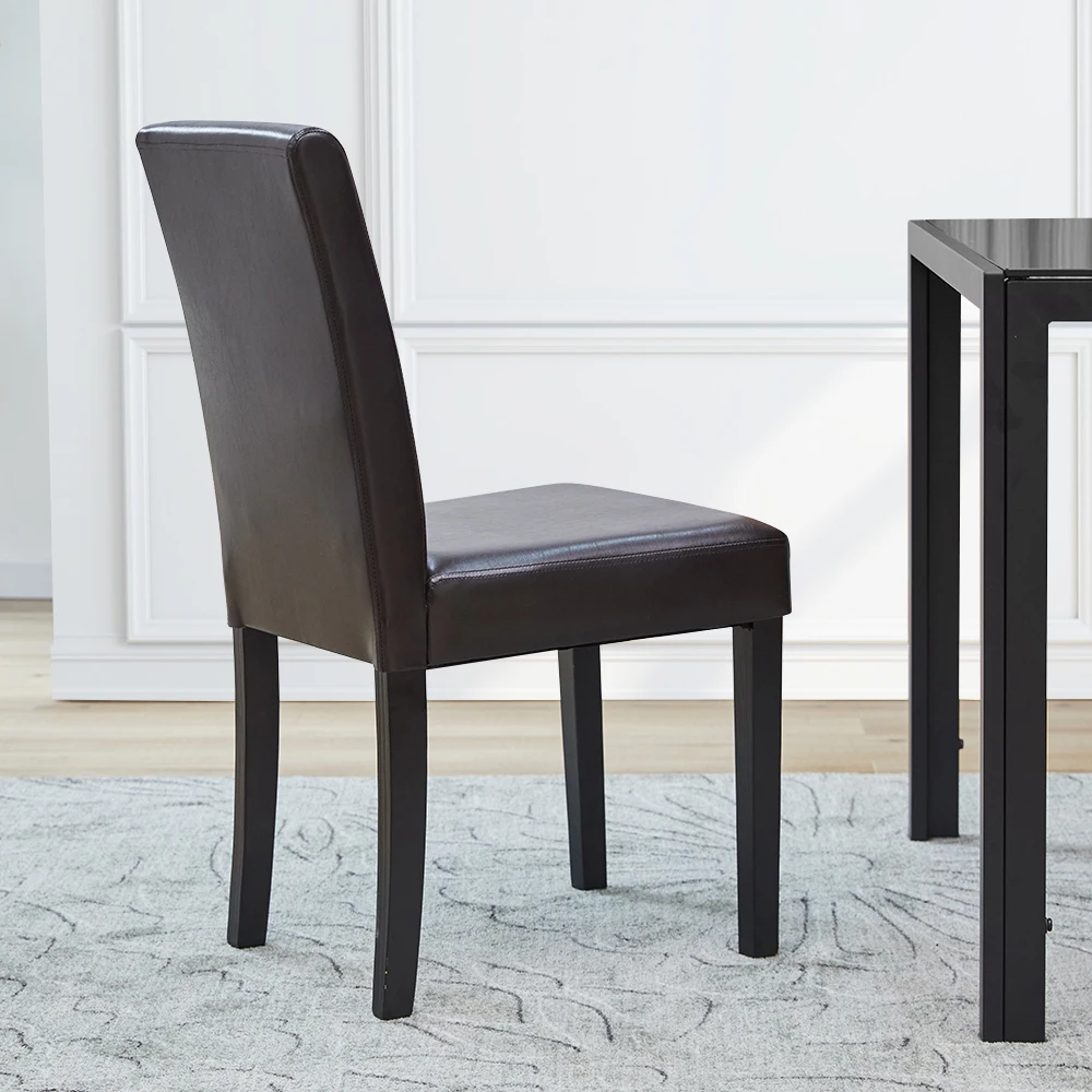 High Quality hotel Upholstered Dining Chair Kitchen PU Leather Padded Chair Solid Wood Frame Dining Room Furniture Dining Chair