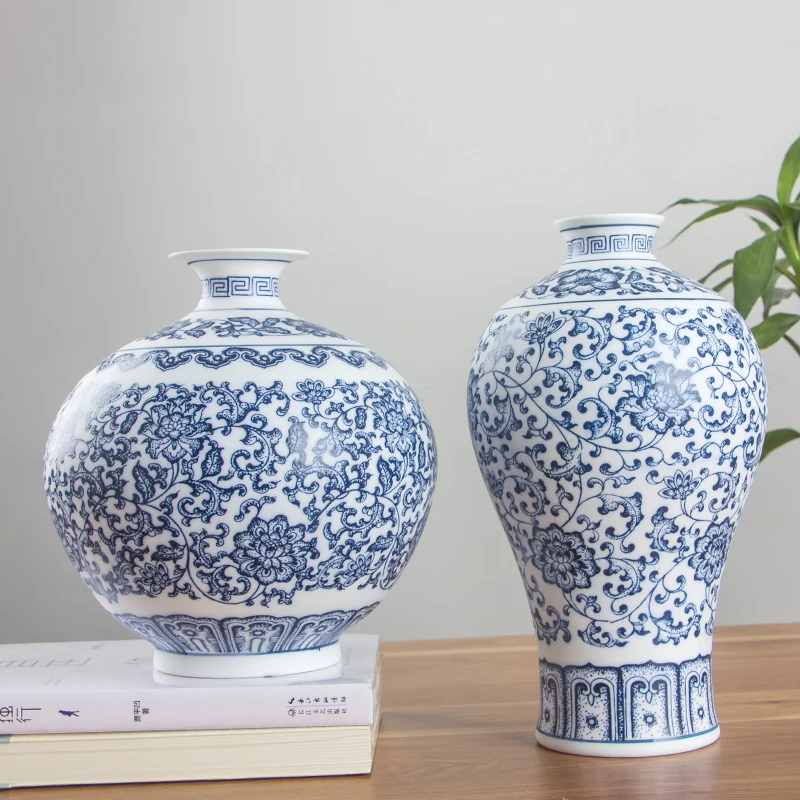custom wholesale blue and white porcelain vase for home decor creative chinese vase blue and white ceramic vase blue and white