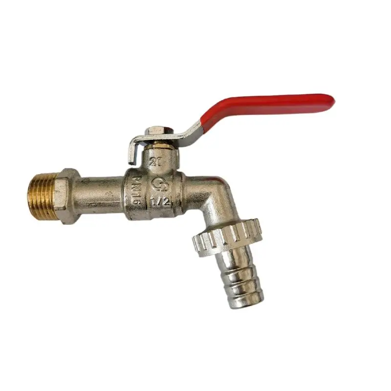 1/2 дюймовый никелированный латунный Bibcock с ручкой из красной стали