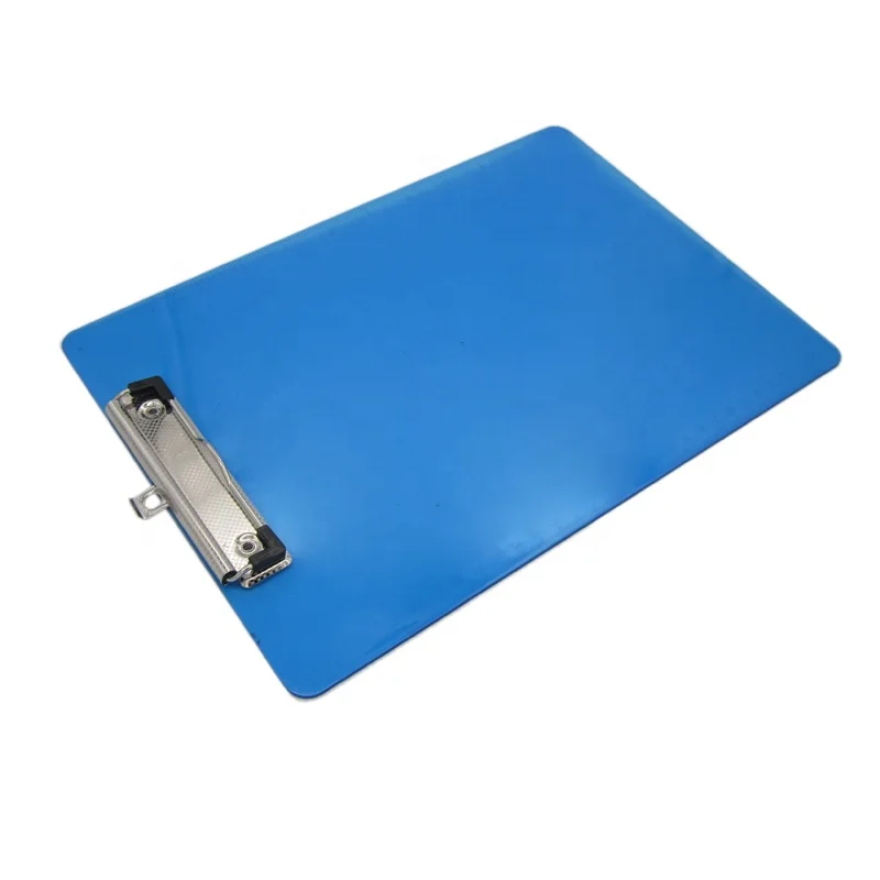 A4 Size 2mm Thickness Blue Color Plastic Paper Clipping Clipboard With Side Ruler Stainless Steel Clip