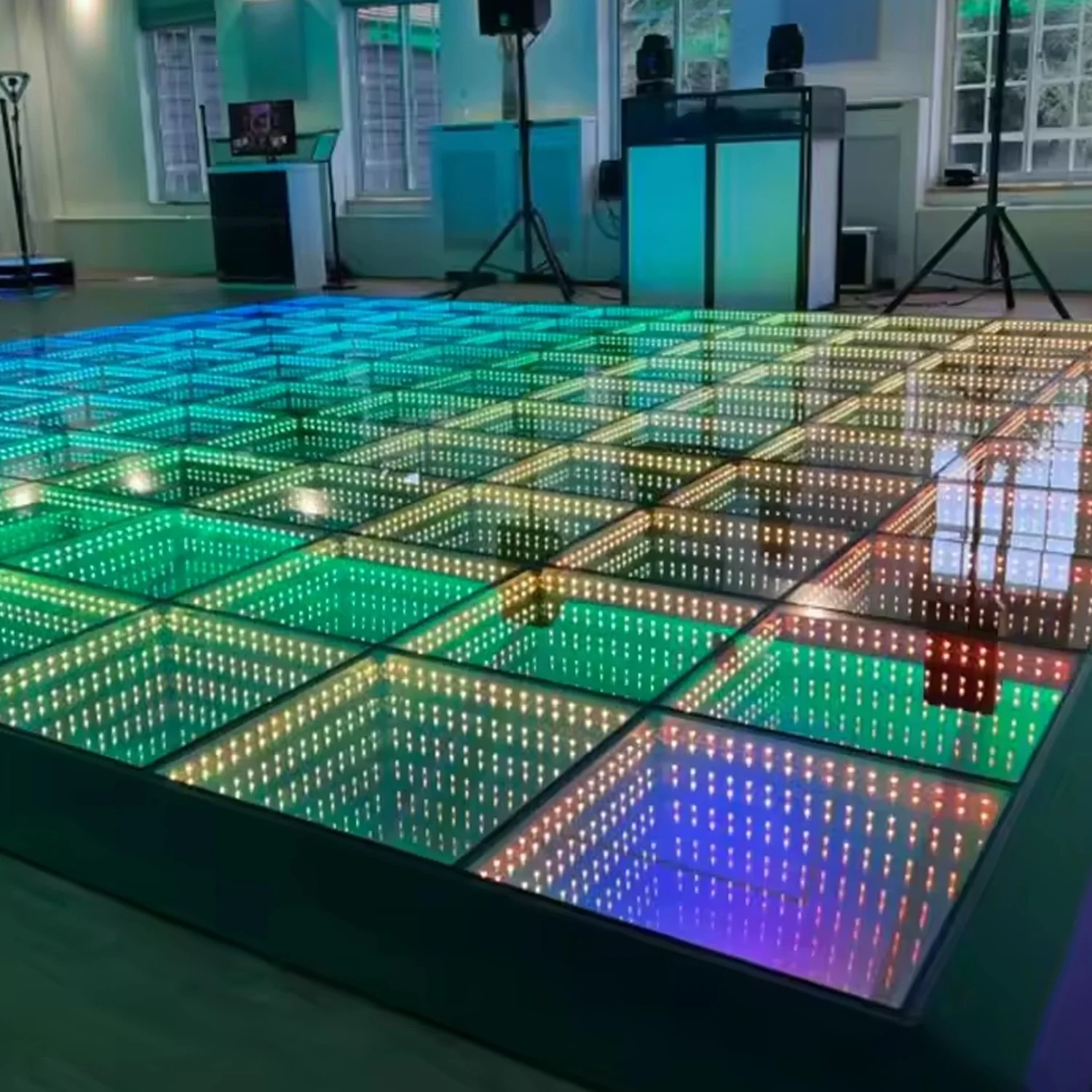 3D бесконечное зеркало для танцев DJ освещение пиксельные полы диско цифровая Свадьба уличная Вечеринка видео сцена СВЕТОДИОДНЫЙ танцпол