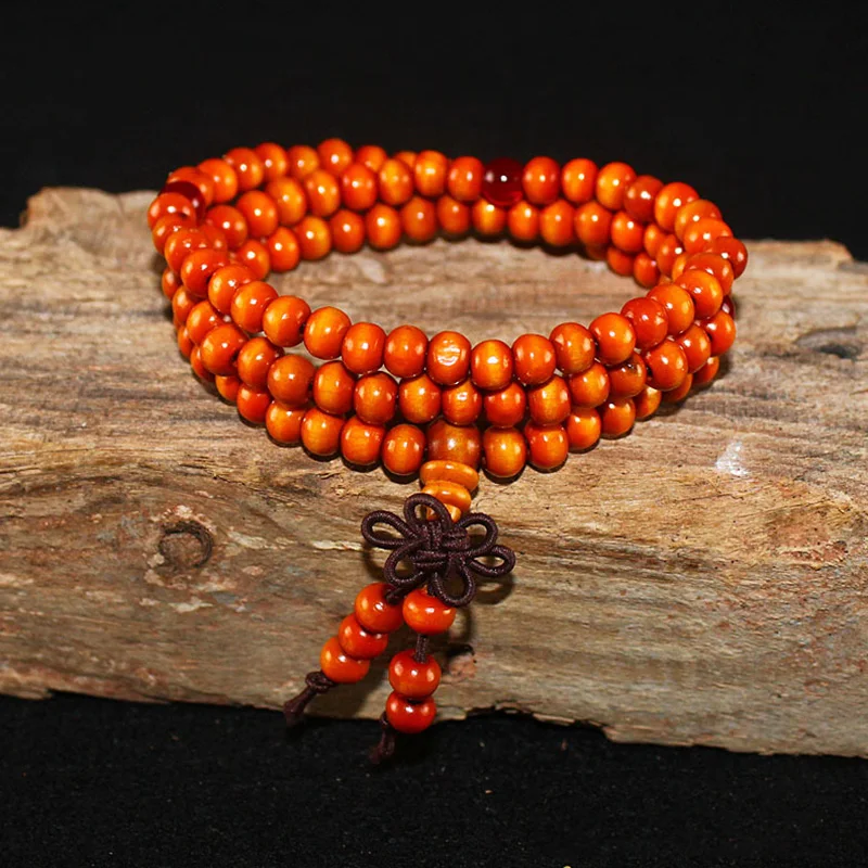6mm Natural Sandalwood Buddhist Buddha Meditation Wood Prayer Beads Mala Bracelet Bangles Women Men Jewelry 108 Beads Bijoux