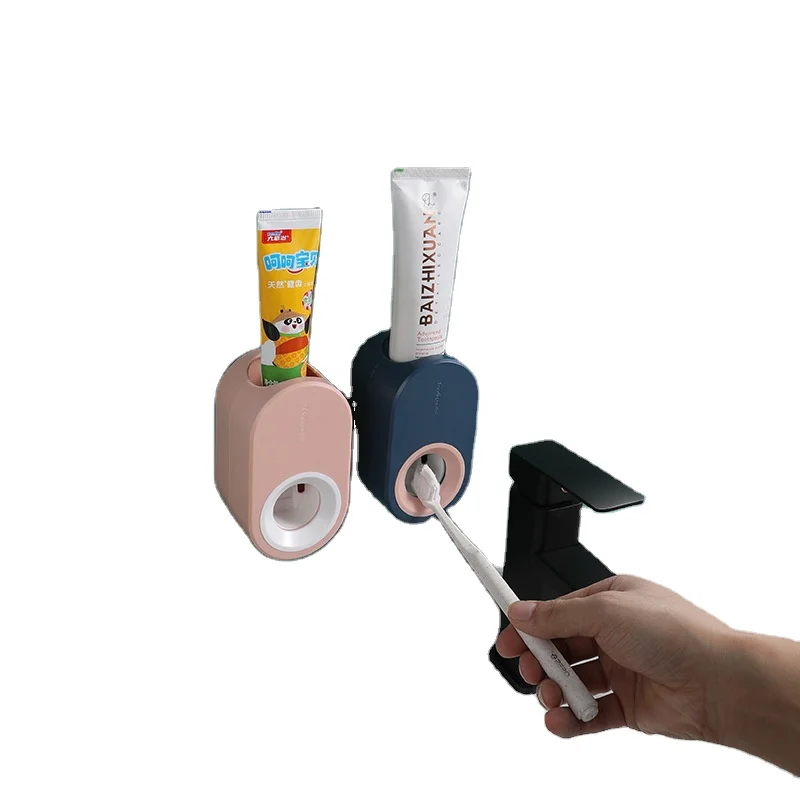 
Drill-free Installation Fully Automatic Toothpaste Dispenser Hole Punched Toothbrush Toothpaste Storage Shelf Wall Hangers 