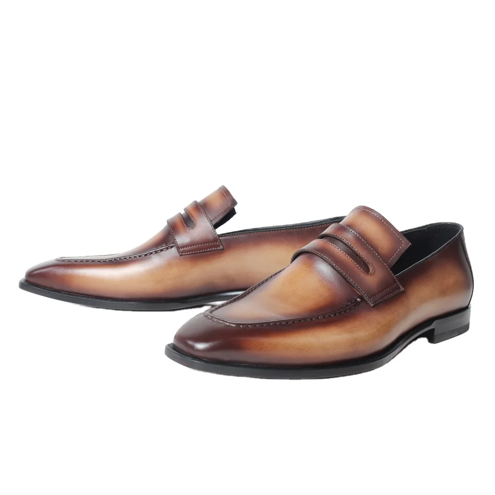 GFMA 2023 летние новые Лоферы без застежек, коричневая кожаная подошва, Мужская обувь из натуральной кожи, повседневная обувь, свадебная обувь