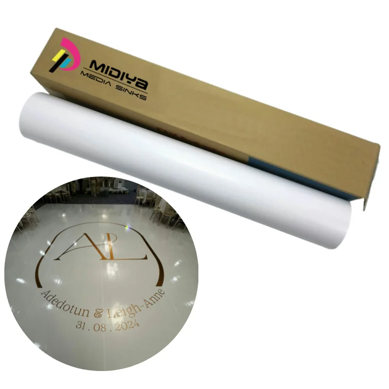 Self-Adhesive PVC Sticker Roll Eco-Solvent Printed Wedding Dance Floor Wrap Removable Glue Wedding Advertising Vinyl